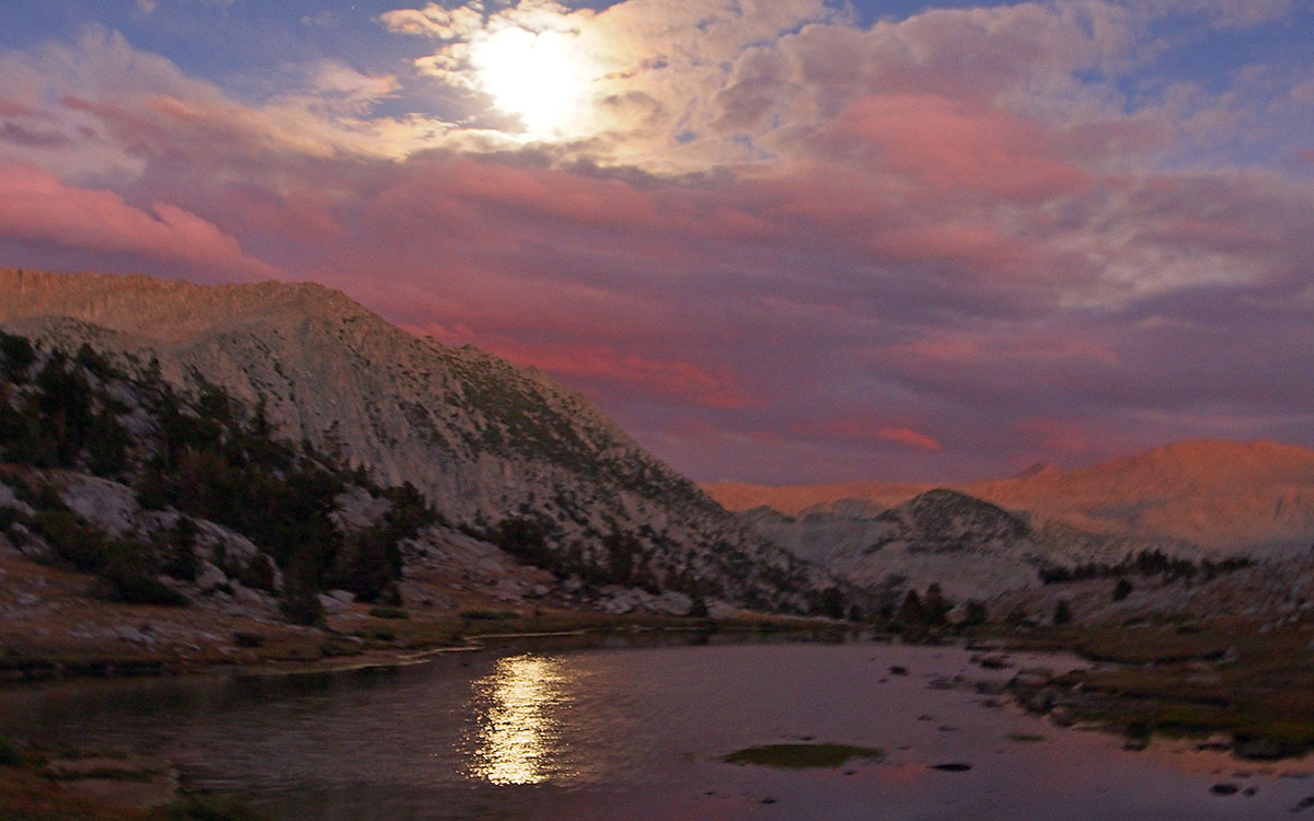 Moonrise over a Sierra lake